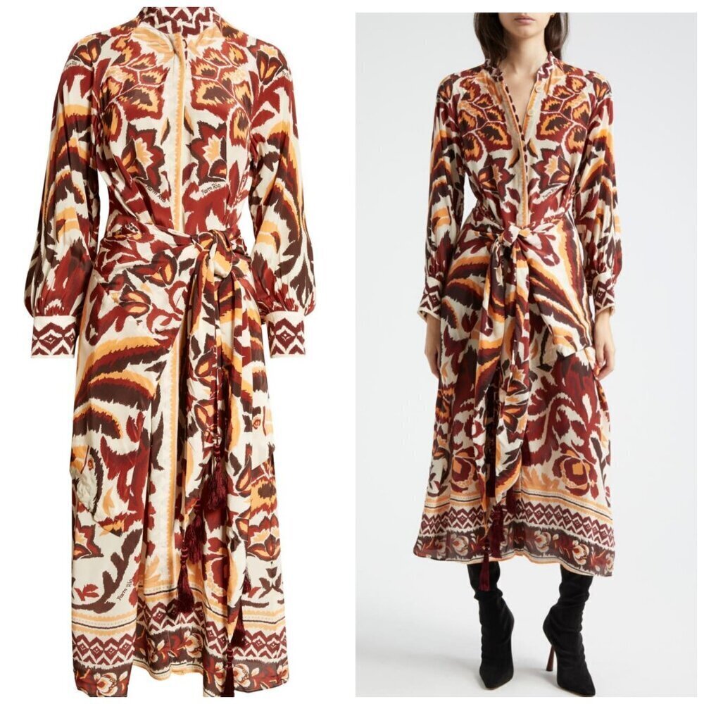 Farm Rio Cream Toucans Scarf Maxi Dress Small